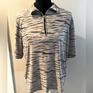 Jamie Sadock Golf Top Tiger Stripe Shirt Animal Print 1/4 Zip Pullover Size XL